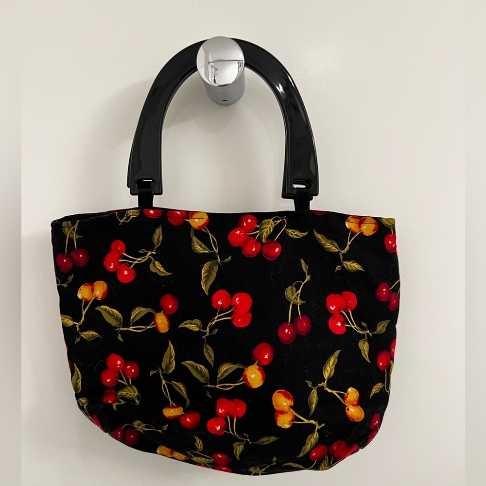 Cherry-Patterned Cloth Handbag - image 1
